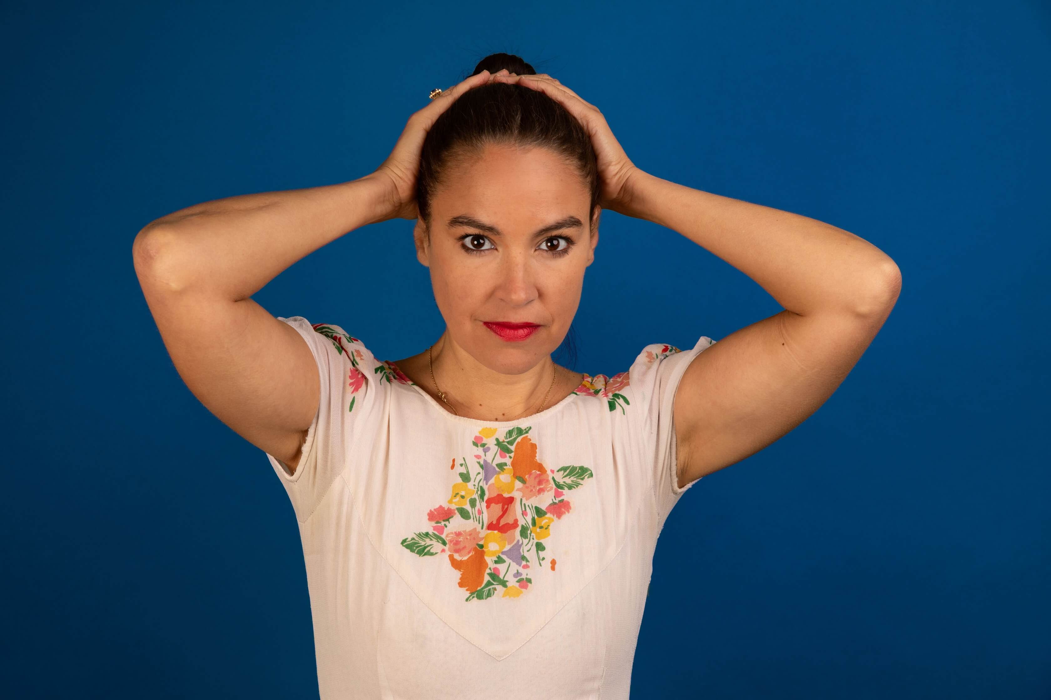 audrey vernon floral tshirt pose.jpg